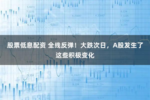 股票低息配资 全线反弹！大跌次日，A股发生了这些积极变化